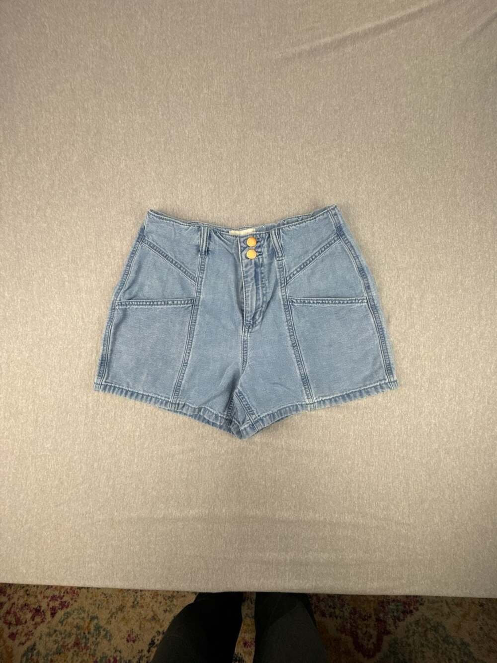Universal Thread High Rise Midi Denim Shorts with Seam Detail
